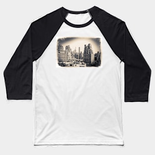 Postcard in black and white, Midtown Manhattan skyline Baseball T-Shirt